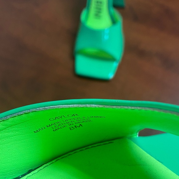 Gianni Bini Lime Patent Square-Toe Slide Heels - Picture 6 of 6